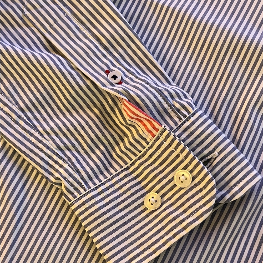 Slim Tommy Hilfiger Men's Blue Striped Shirt Size Small - Picture 6 of 9